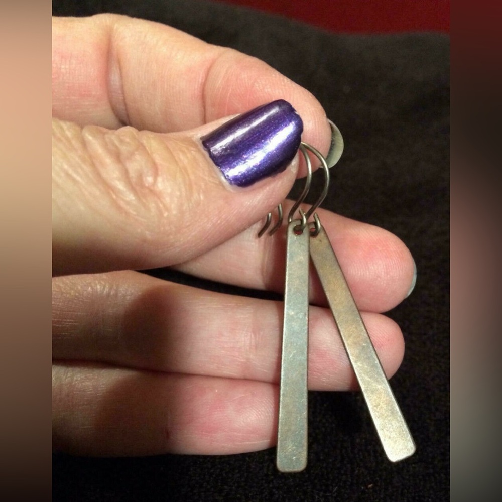 Oxidized Brass &Titanium Earrings Elegant Mixed Metal Artisan Dangles Made in US